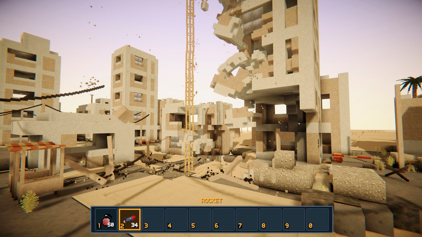 In-game inventory and hotbar with grenades and rockets