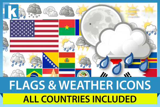 World Flags and Weather Symbols